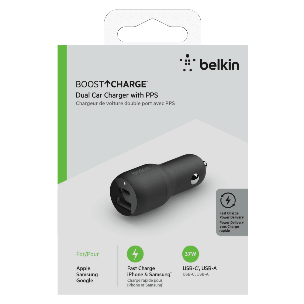 Belkin Boost Up Charge Dual Port USB A PD Car Charger 37W with PPS by Belkin