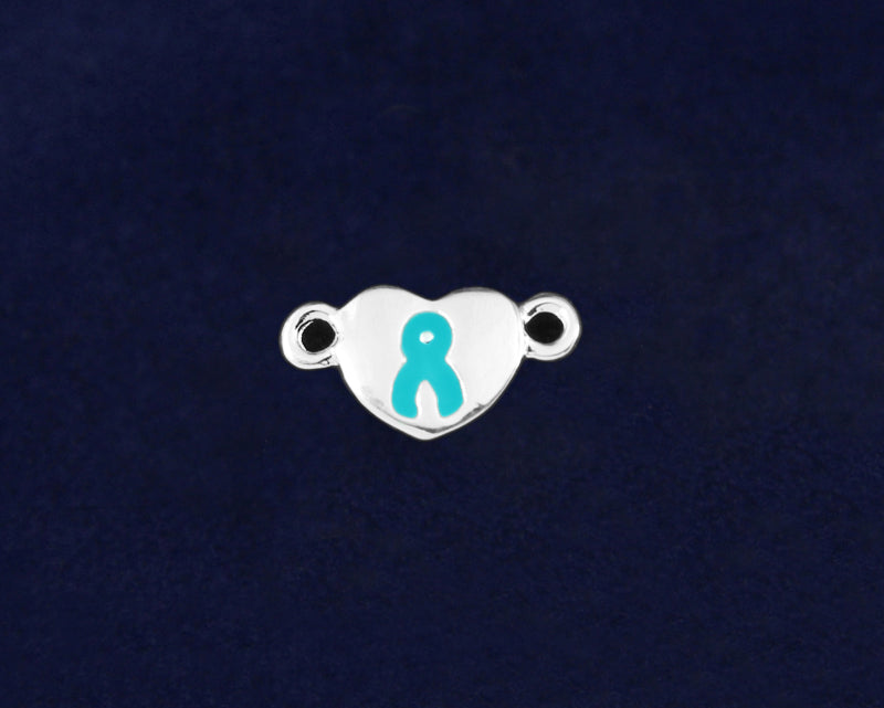 Silver Heart Teal Ribbon Charms by Fundraising For A Cause
