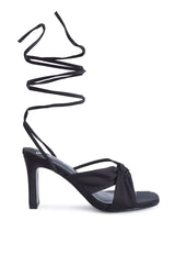 chasm satin ruched strap tie up sandals by London Rag