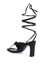 chasm satin ruched strap tie up sandals by London Rag