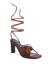 chasm satin ruched strap tie up sandals by London Rag