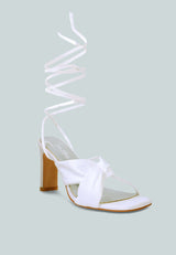 chasm satin ruched strap tie up sandals by London Rag