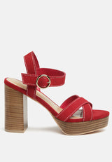 choupette suede leather block heeled sandal by London Rag