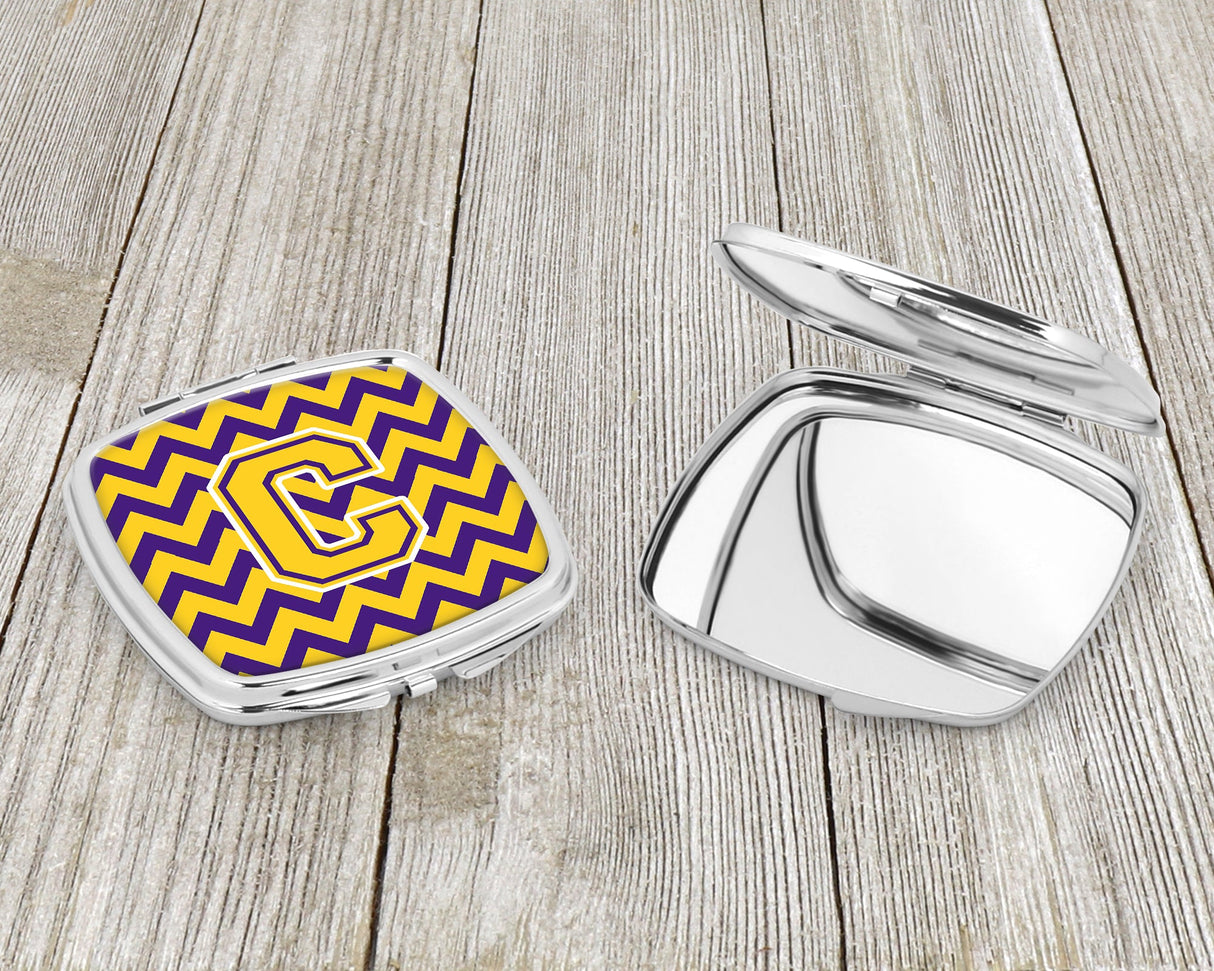 Letter C Chevron Purple and Gold  Compact Mirror CJ1041-CSCM by Caroline's Treasures