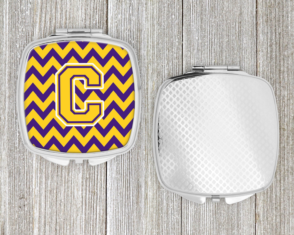 Letter C Chevron Purple and Gold  Compact Mirror CJ1041-CSCM by Caroline's Treasures