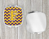 Letter F Chevron Purple and Gold Compact Mirror CJ1041-FSCM by Caroline's Treasures