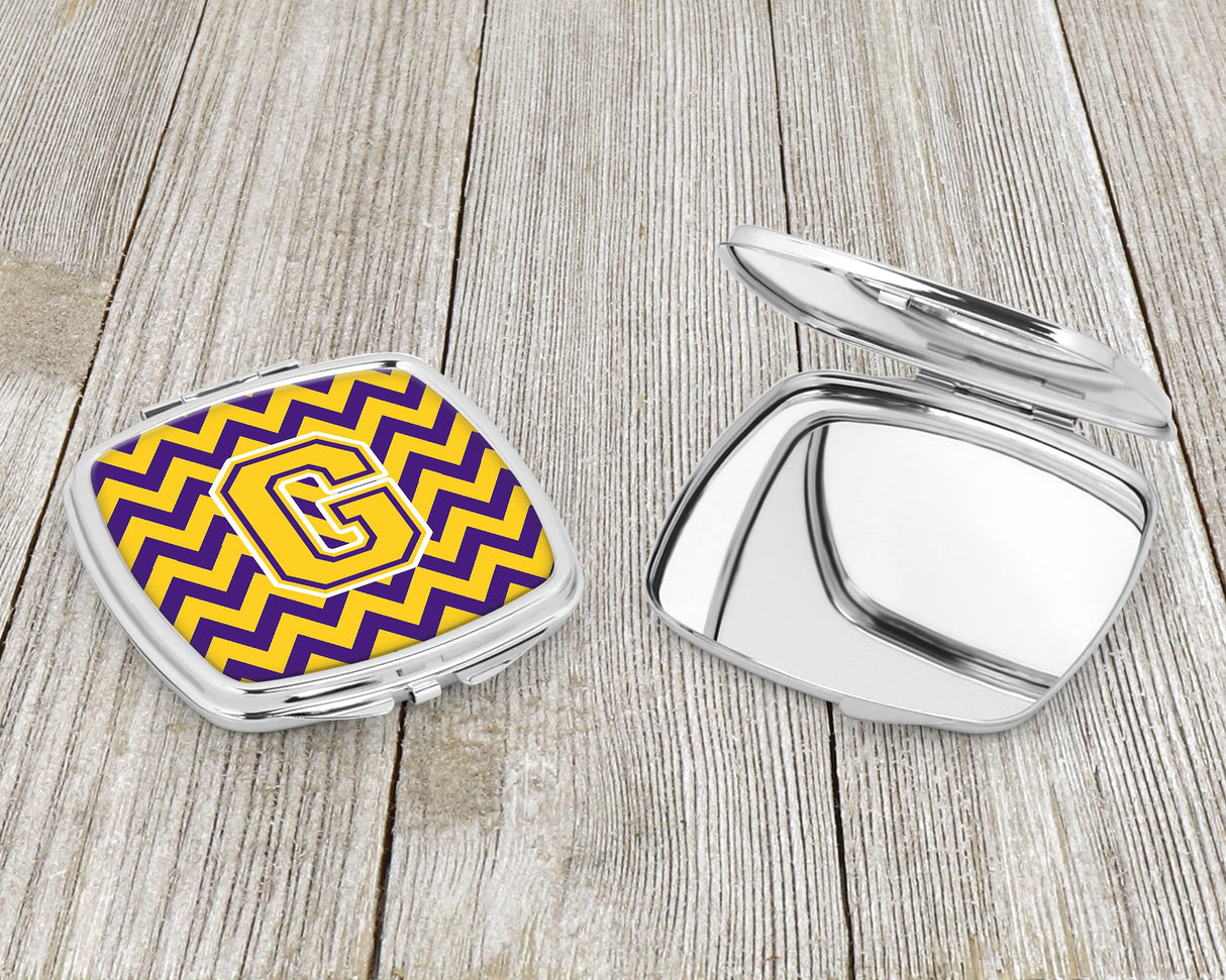 Letter G Chevron Purple and Gold Compact Mirror CJ1041-GSCM by Caroline's Treasures