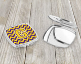 Letter G Chevron Purple and Gold Compact Mirror CJ1041-GSCM by Caroline's Treasures