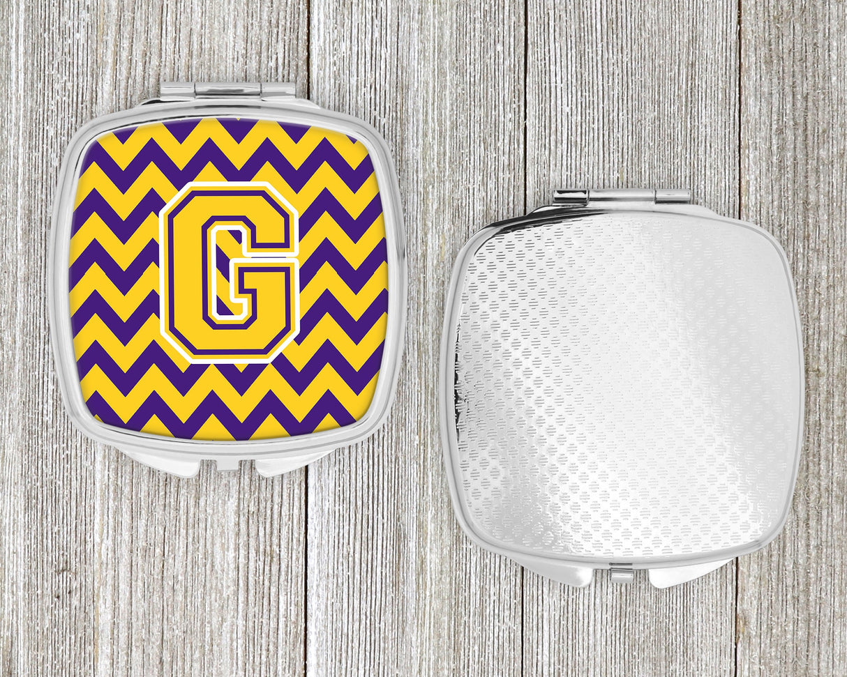 Letter G Chevron Purple and Gold Compact Mirror CJ1041-GSCM by Caroline's Treasures