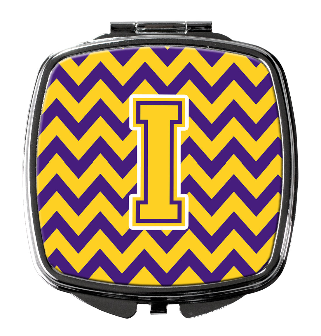 Letter I Chevron Purple and Gold Compact Mirror CJ1041-ISCM by Caroline's Treasures