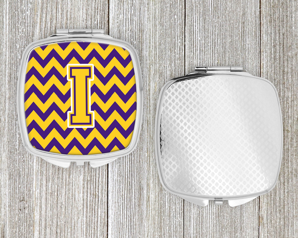 Letter I Chevron Purple and Gold Compact Mirror CJ1041-ISCM by Caroline's Treasures