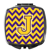 Letter J Chevron Purple and Gold Compact Mirror CJ1041-JSCM by Caroline's Treasures