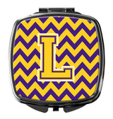 Letter L Chevron Purple and Gold Compact Mirror CJ1041-LSCM by Caroline's Treasures