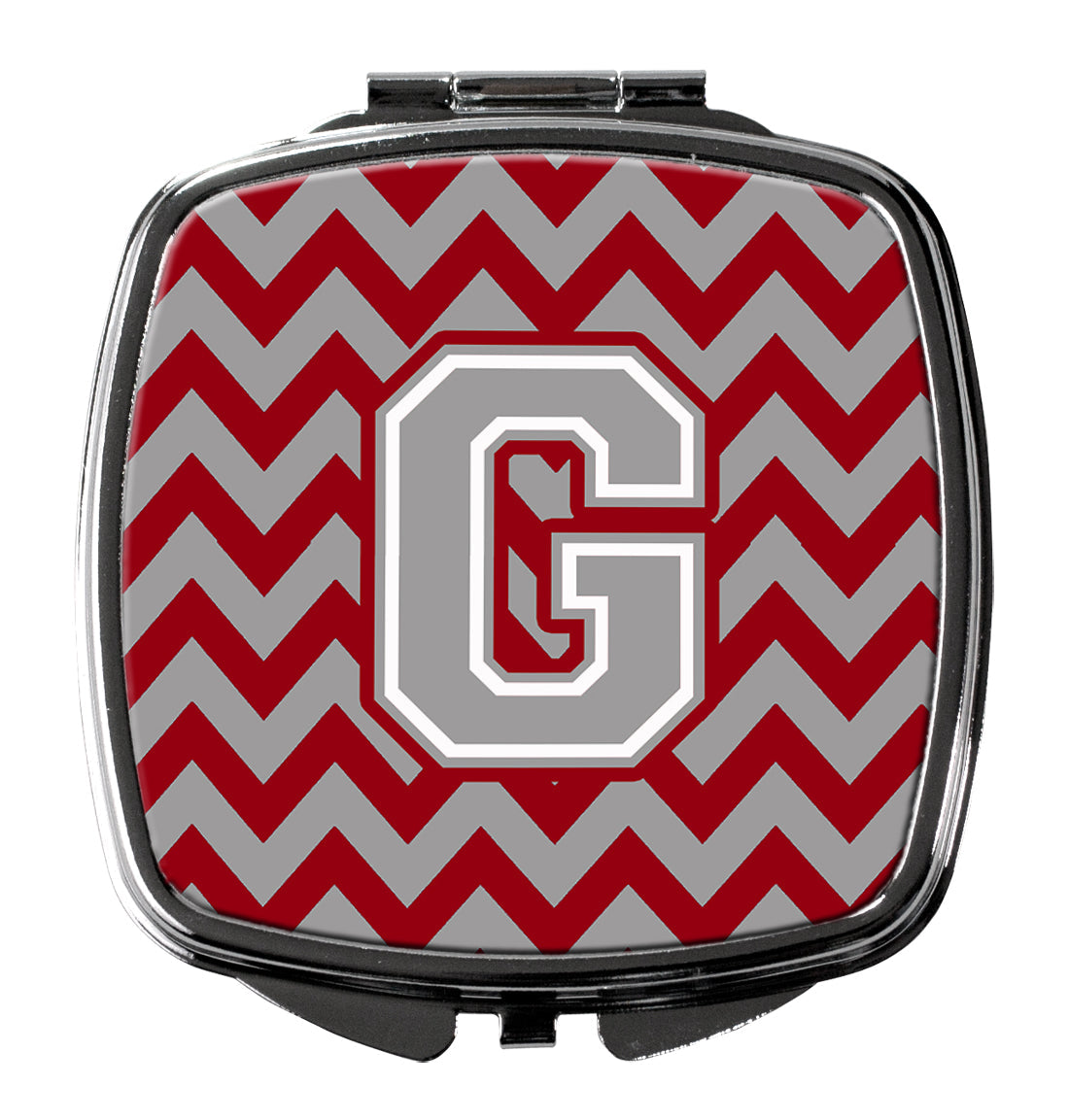 Letter G Chevron Crimson and Grey   Compact Mirror CJ1043-GSCM by Caroline's Treasures