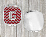 Letter G Chevron Crimson and Grey   Compact Mirror CJ1043-GSCM by Caroline's Treasures