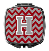 Letter H Chevron Crimson and Grey   Compact Mirror CJ1043-HSCM by Caroline's Treasures