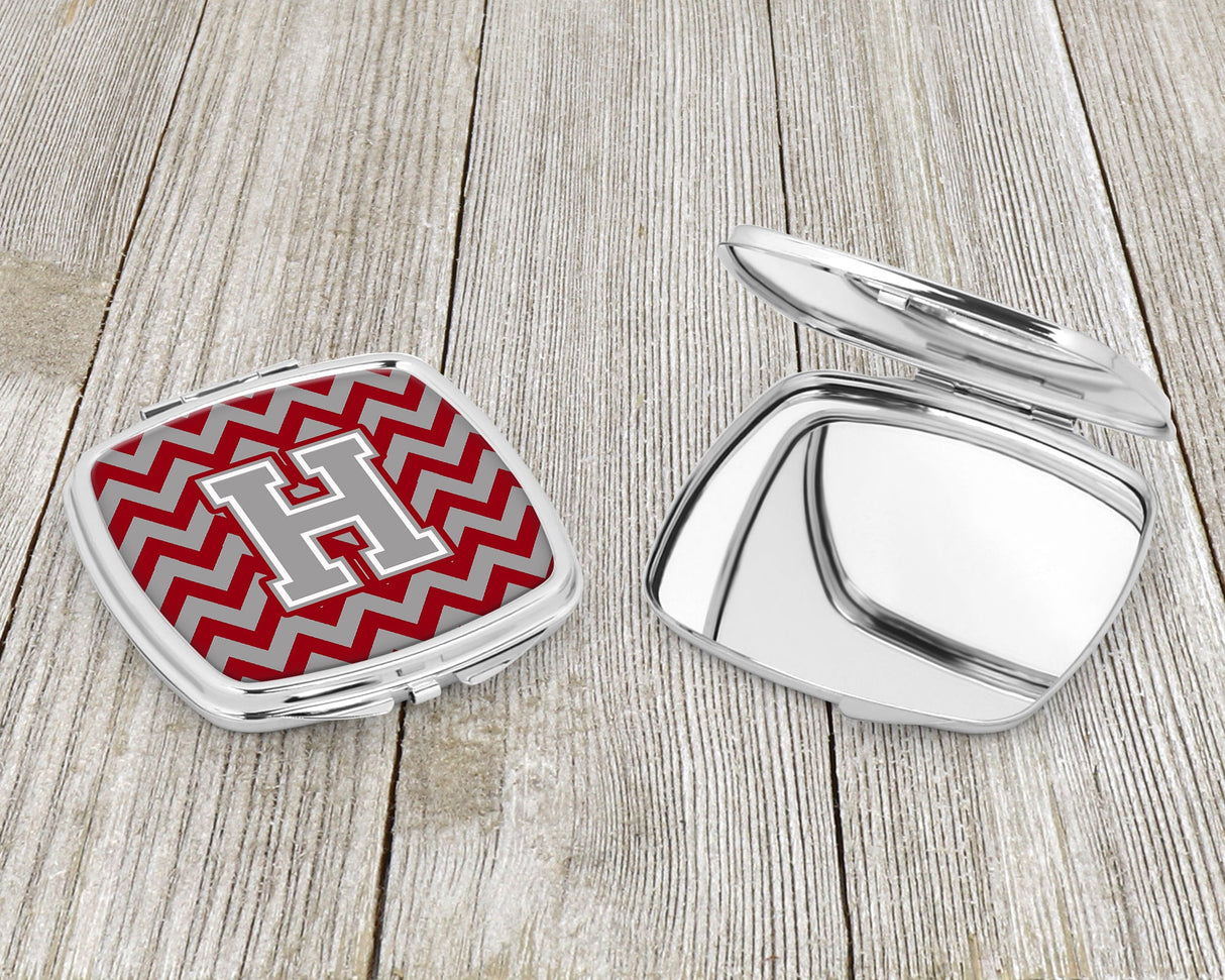 Letter H Chevron Crimson and Grey   Compact Mirror CJ1043-HSCM by Caroline's Treasures