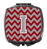 Letter I Chevron Crimson and Grey   Compact Mirror CJ1043-ISCM by Caroline's Treasures