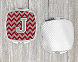 Letter J Chevron Crimson and Grey   Compact Mirror CJ1043-JSCM by Caroline's Treasures