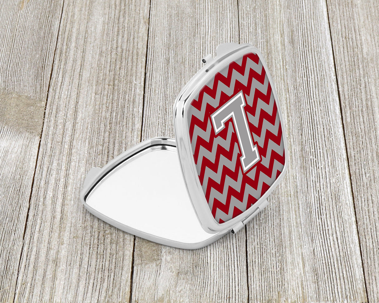 Letter L Chevron Crimson and Grey   Compact Mirror CJ1043-LSCM by Caroline's Treasures