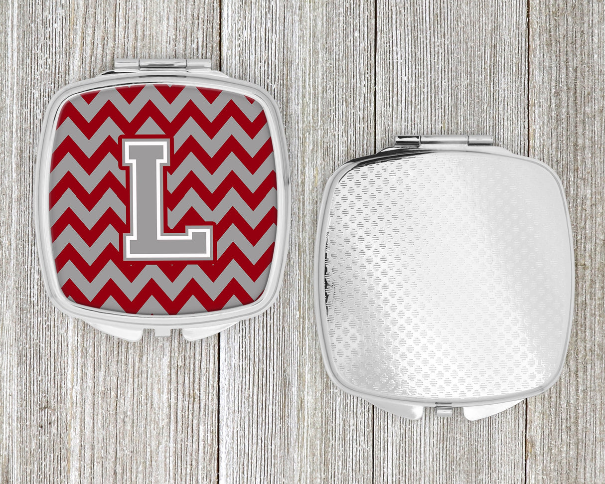 Letter L Chevron Crimson and Grey   Compact Mirror CJ1043-LSCM by Caroline's Treasures