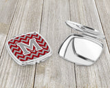 Letter M Chevron Crimson and Grey   Compact Mirror CJ1043-MSCM by Caroline's Treasures