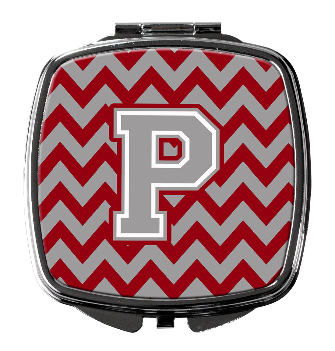 Letter P Chevron Crimson and Grey   Compact Mirror CJ1043-PSCM by Caroline's Treasures