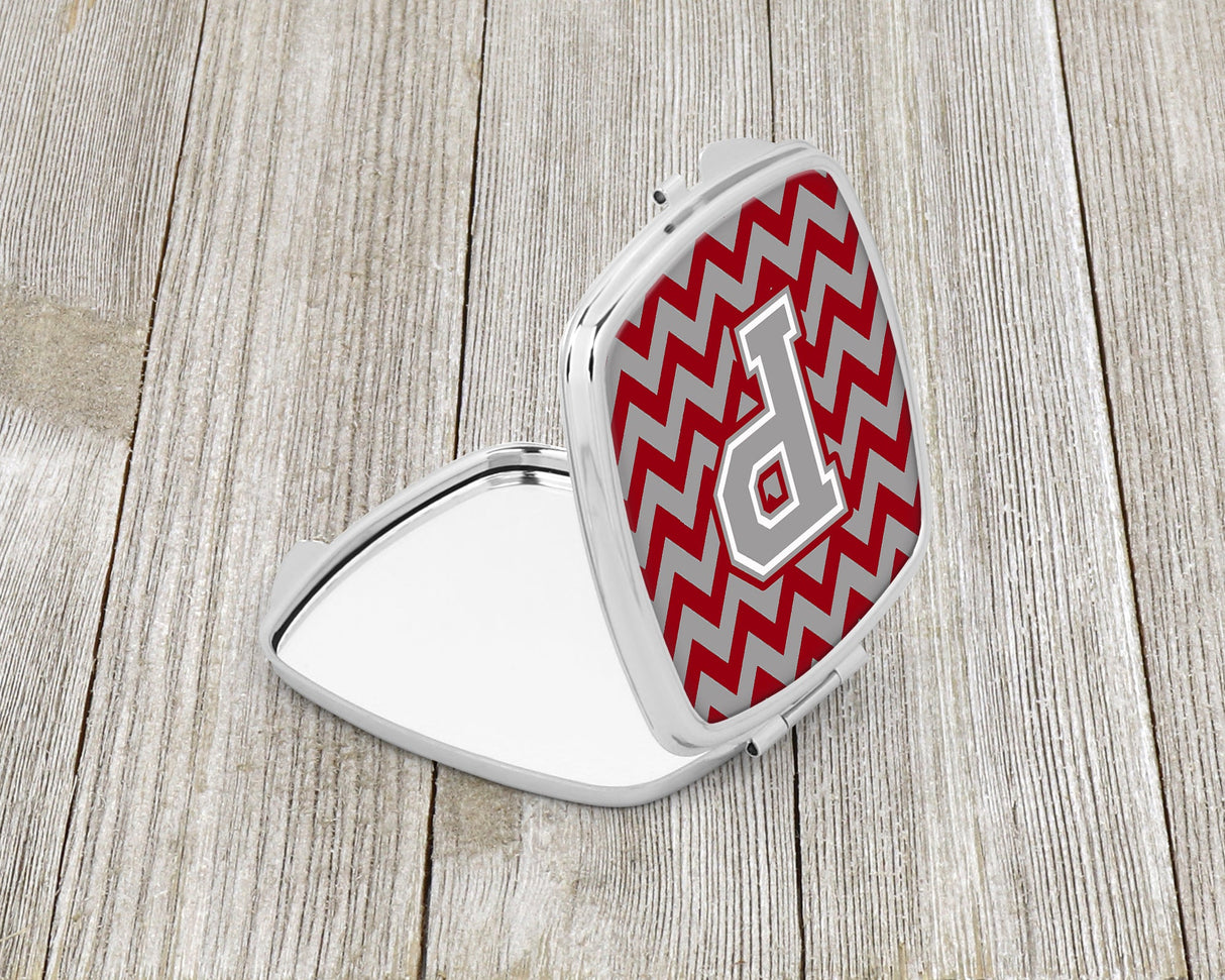 Letter P Chevron Crimson and Grey   Compact Mirror CJ1043-PSCM by Caroline's Treasures