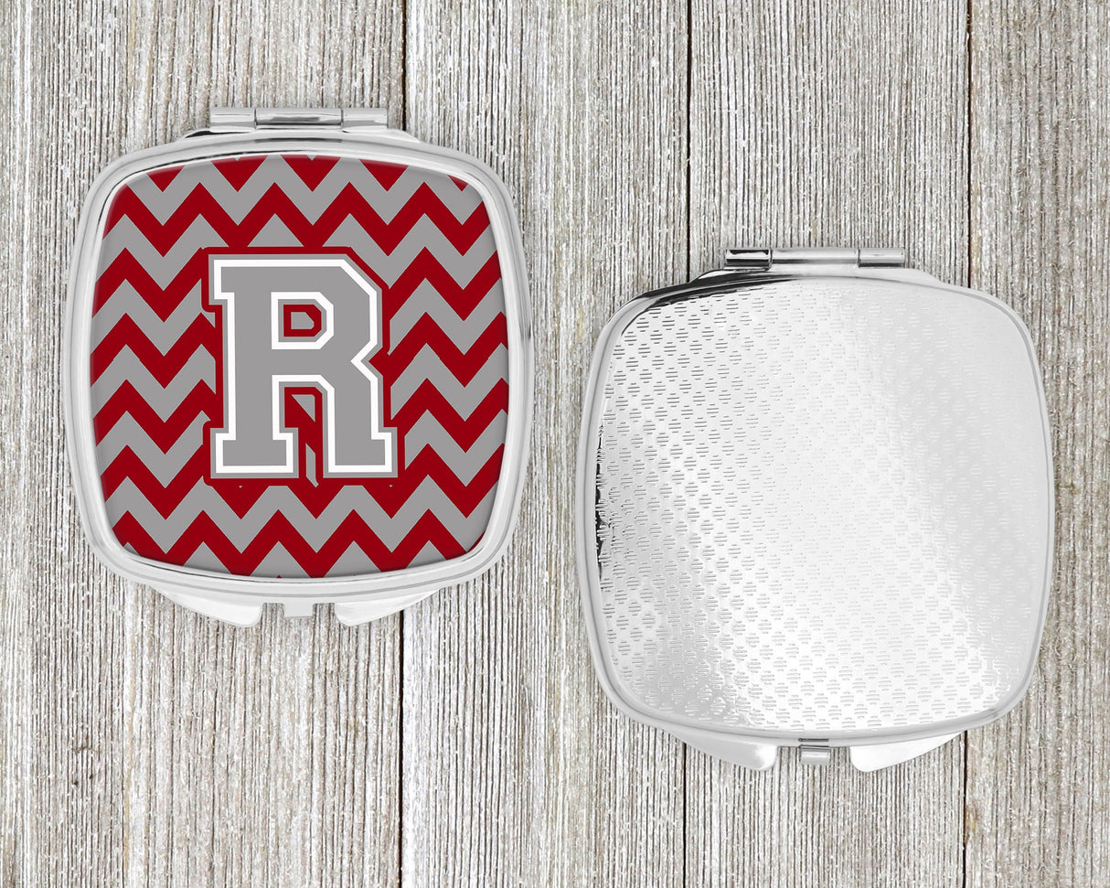 Letter R Chevron Crimson and Grey   Compact Mirror CJ1043-RSCM by Caroline's Treasures