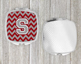 Letter S Chevron Crimson and Grey   Compact Mirror CJ1043-SSCM by Caroline's Treasures