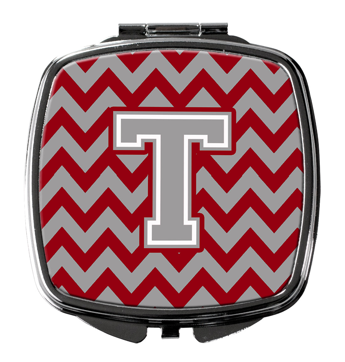 Letter T Chevron Crimson and Grey   Compact Mirror CJ1043-TSCM by Caroline's Treasures