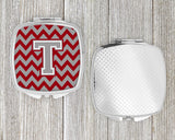 Letter T Chevron Crimson and Grey   Compact Mirror CJ1043-TSCM by Caroline's Treasures