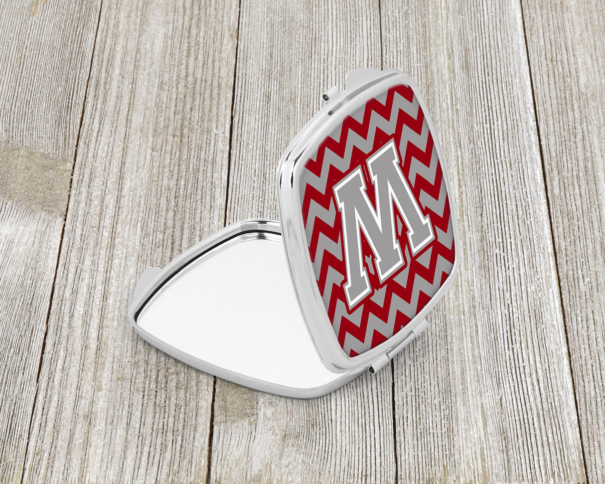 Letter W Chevron Crimson and Grey   Compact Mirror CJ1043-WSCM by Caroline's Treasures