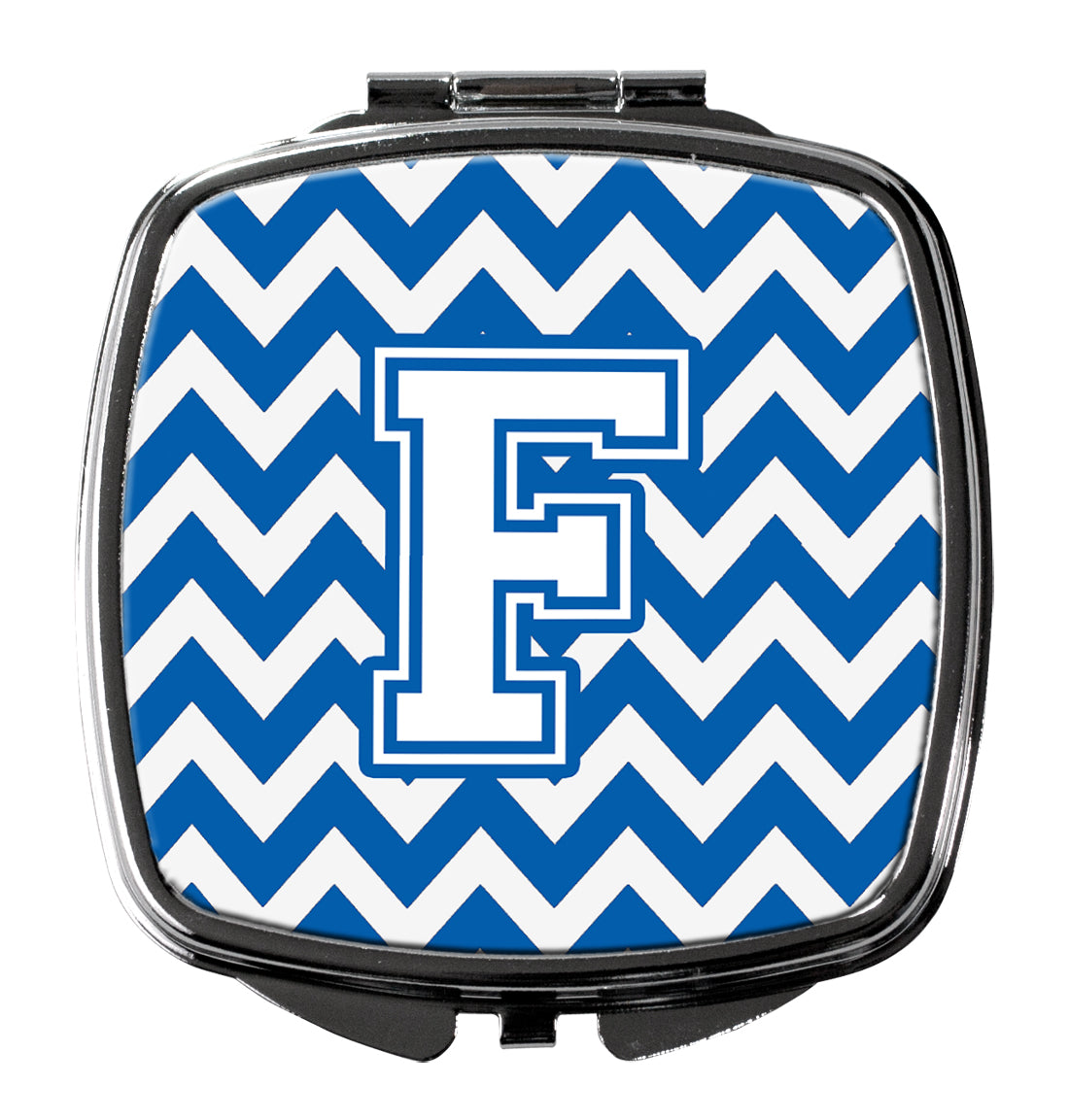 Letter F Chevron Blue and White Compact Mirror CJ1045-FSCM by Caroline's Treasures