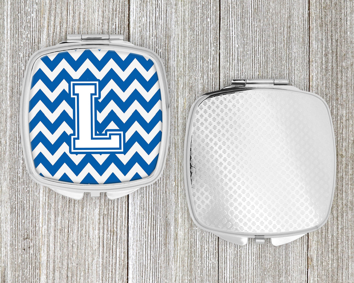 Letter L Chevron Blue and White Compact Mirror CJ1045-LSCM by Caroline's Treasures