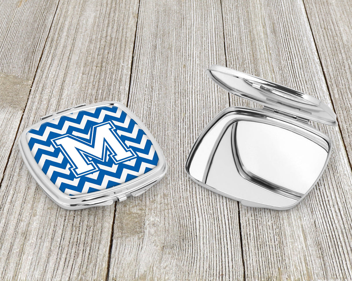 Letter M Chevron Blue and White Compact Mirror CJ1045-MSCM by Caroline's Treasures