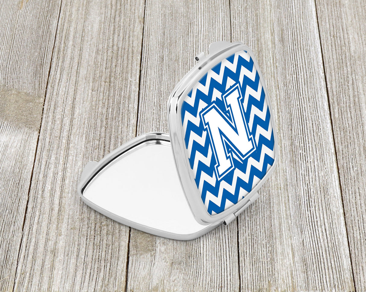 Letter N Chevron Blue and White Compact Mirror CJ1045-NSCM by Caroline's Treasures