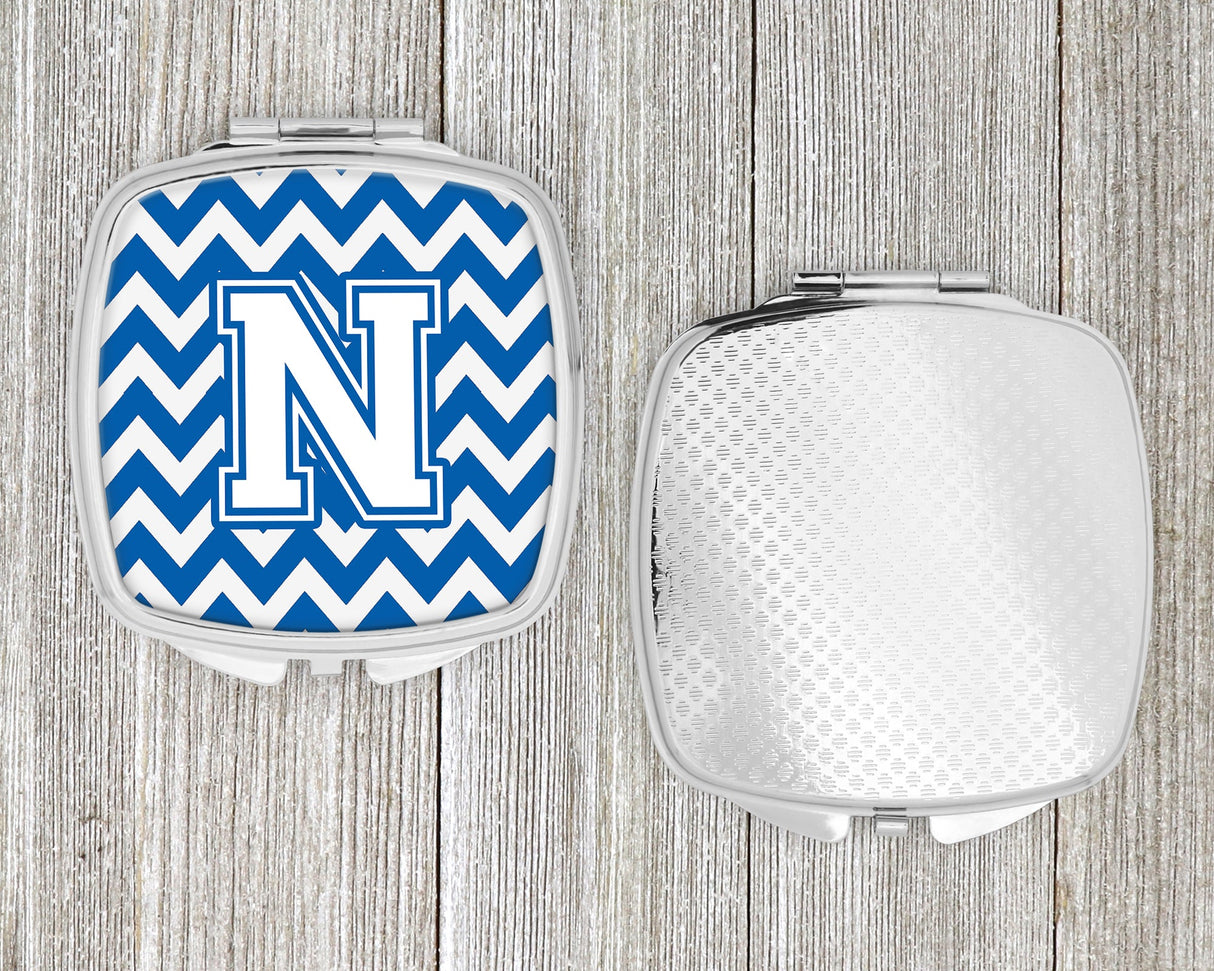 Letter N Chevron Blue and White Compact Mirror CJ1045-NSCM by Caroline's Treasures