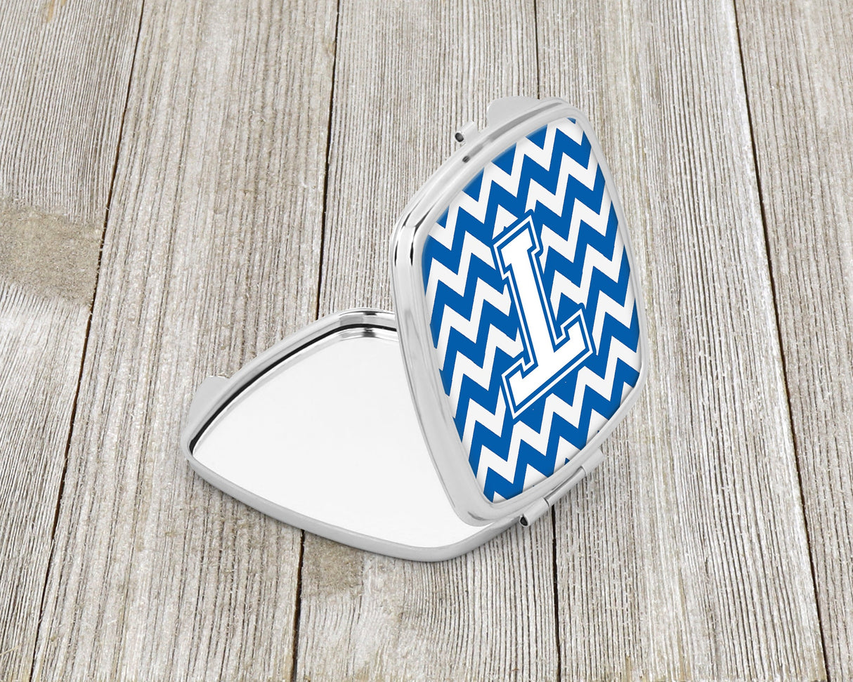 Letter T Chevron Blue and White Compact Mirror CJ1045-TSCM by Caroline's Treasures