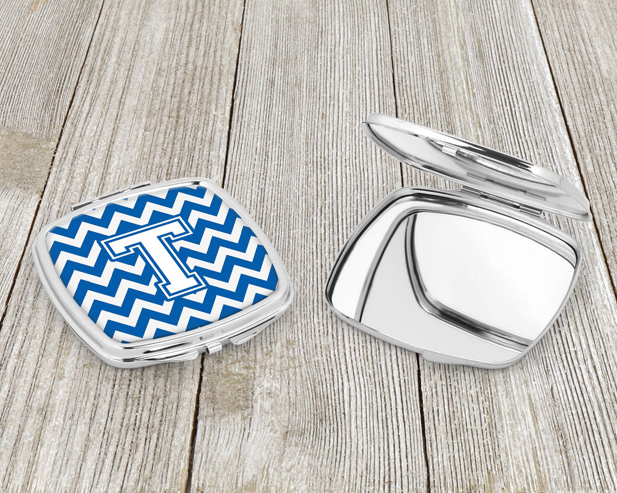 Letter T Chevron Blue and White Compact Mirror CJ1045-TSCM by Caroline's Treasures