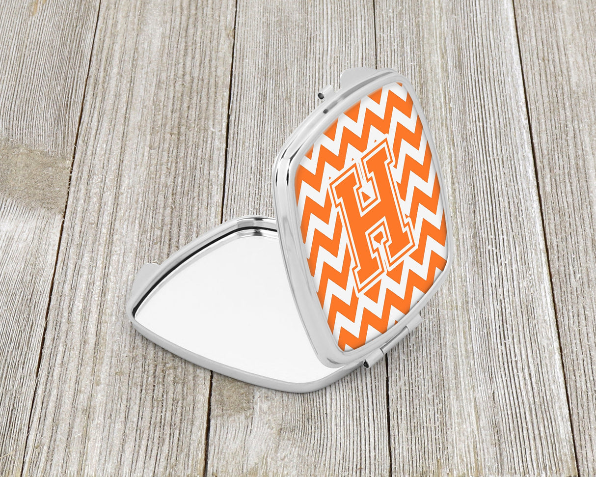 Letter H Chevron Orange and White Compact Mirror CJ1046-HSCM by Caroline's Treasures