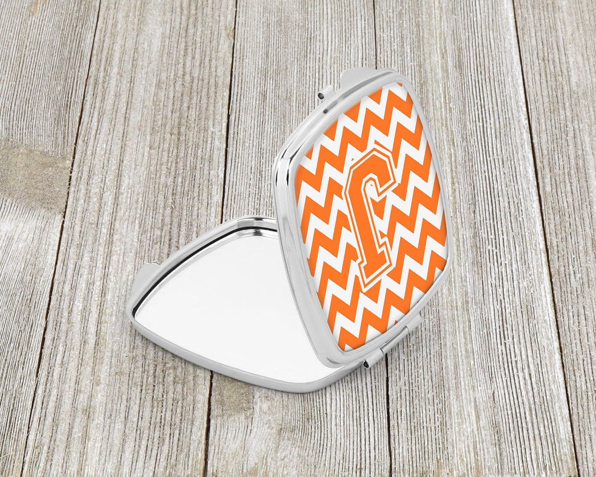 Letter J Chevron Orange and White Compact Mirror CJ1046-JSCM by Caroline's Treasures