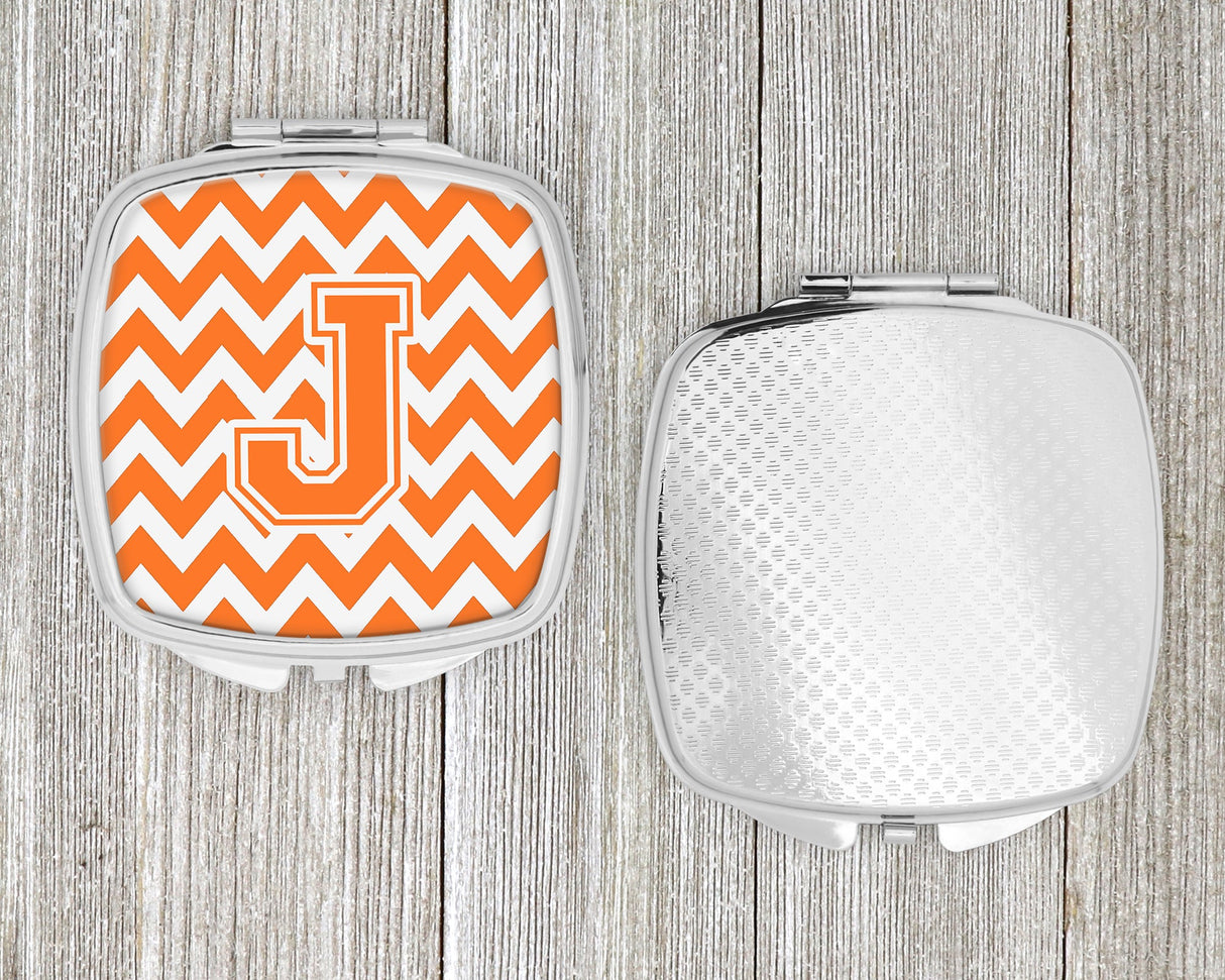 Letter J Chevron Orange and White Compact Mirror CJ1046-JSCM by Caroline's Treasures