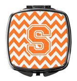 Letter S Chevron Orange and White Compact Mirror CJ1046-SSCM by Caroline's Treasures