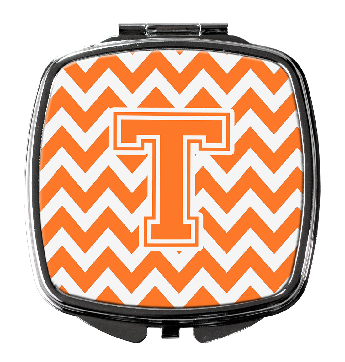 Letter T Chevron Orange and White Compact Mirror CJ1046-TSCM by Caroline's Treasures