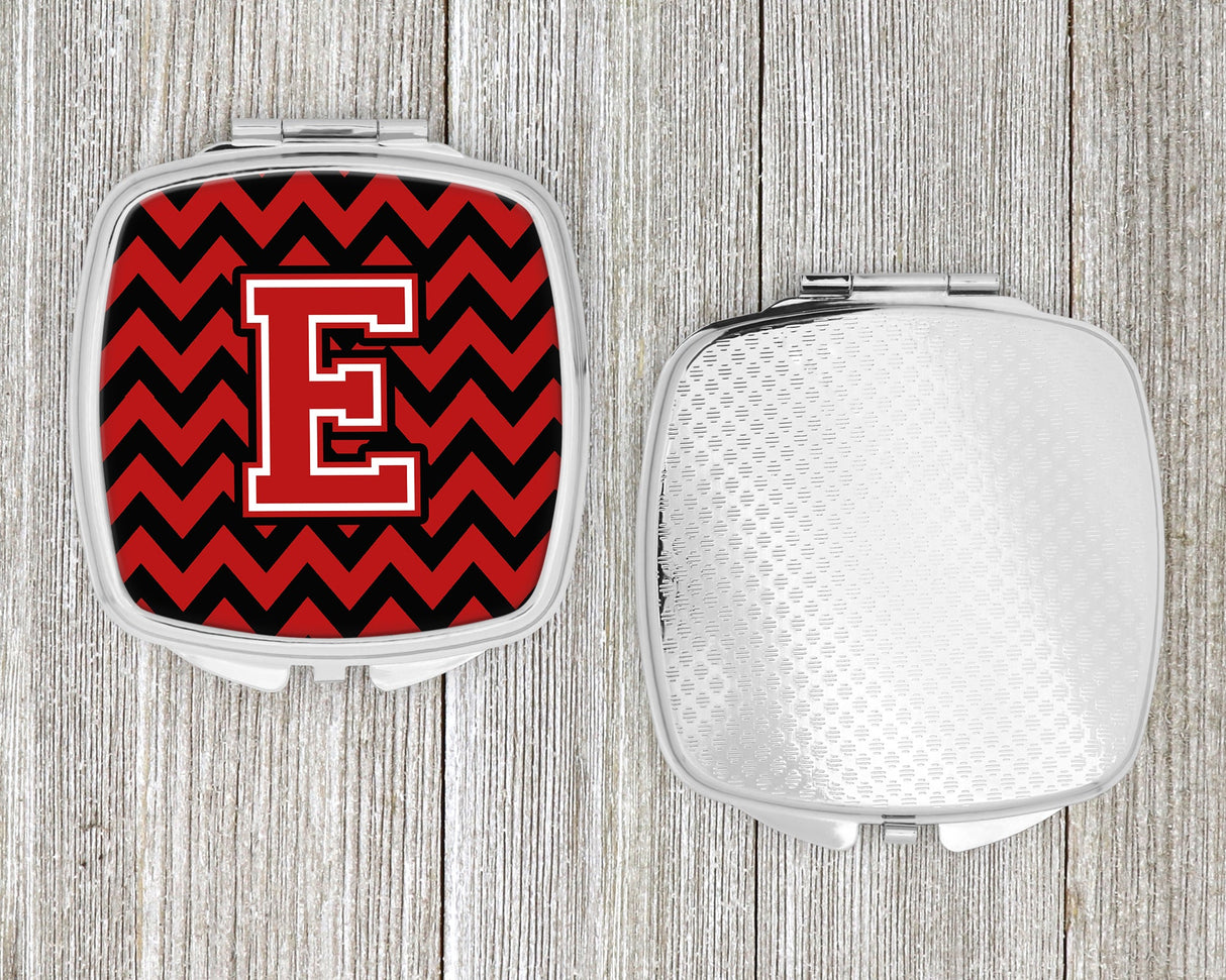 Letter E Chevron Black and Red   Compact Mirror CJ1047-ESCM by Caroline's Treasures