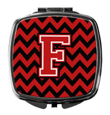 Letter F Chevron Black and Red   Compact Mirror CJ1047-FSCM by Caroline's Treasures