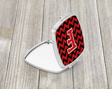 Letter F Chevron Black and Red   Compact Mirror CJ1047-FSCM by Caroline's Treasures