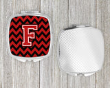 Letter F Chevron Black and Red   Compact Mirror CJ1047-FSCM by Caroline's Treasures