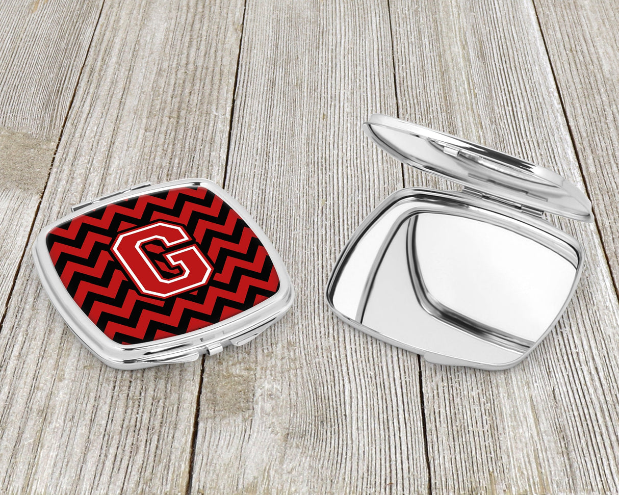 Letter G Chevron Black and Red   Compact Mirror CJ1047-GSCM by Caroline's Treasures